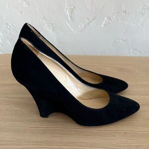 Kate Spade Black Suede Martina Wedge Heels Size 7